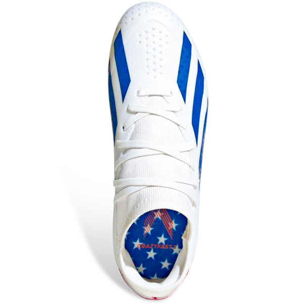 adidas X Crazyfast USA.3 Firm Ground Soccer Cleats (White/Power Blue)