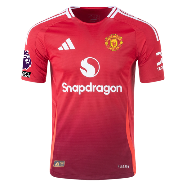 adidas Manchester United Authentic Bruno Ferandes Home Jersey w/ EPL + No Room For Racism Patches 24/25 (MUFC Red/Bright Red)