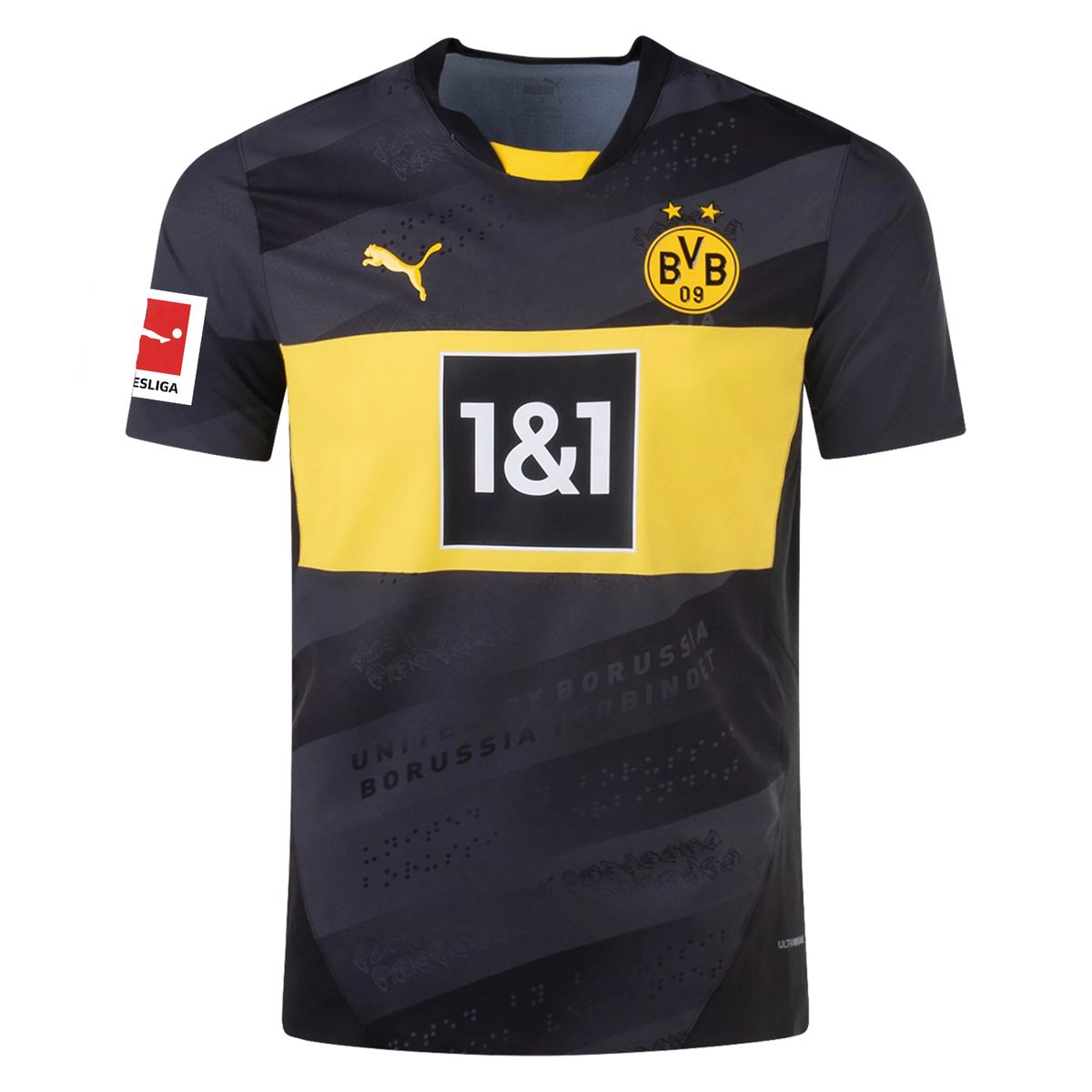 Puma Borussia Dortmund Authentic Julien Duranville Away Jersey w/ Bundesliga Patch 24/25 (Puma Black/Faster Yellow)