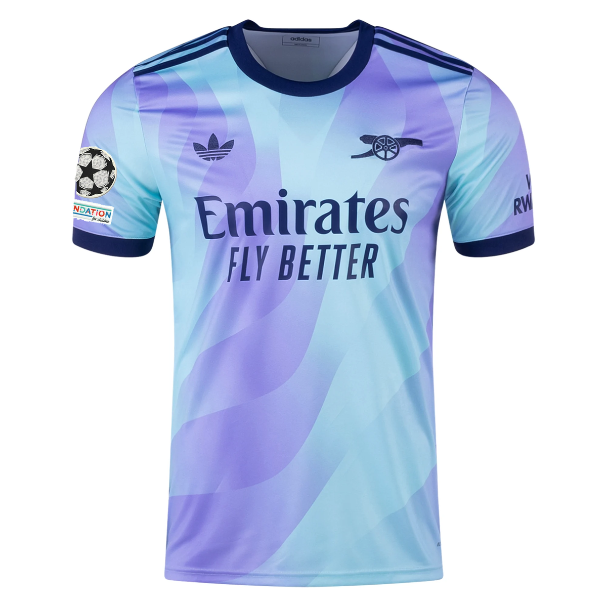 adidas Arsenal Thomas Partey Third Jersey w/ Champions League Patches 24/25 (Clear Aqua/Light Flash Purple)