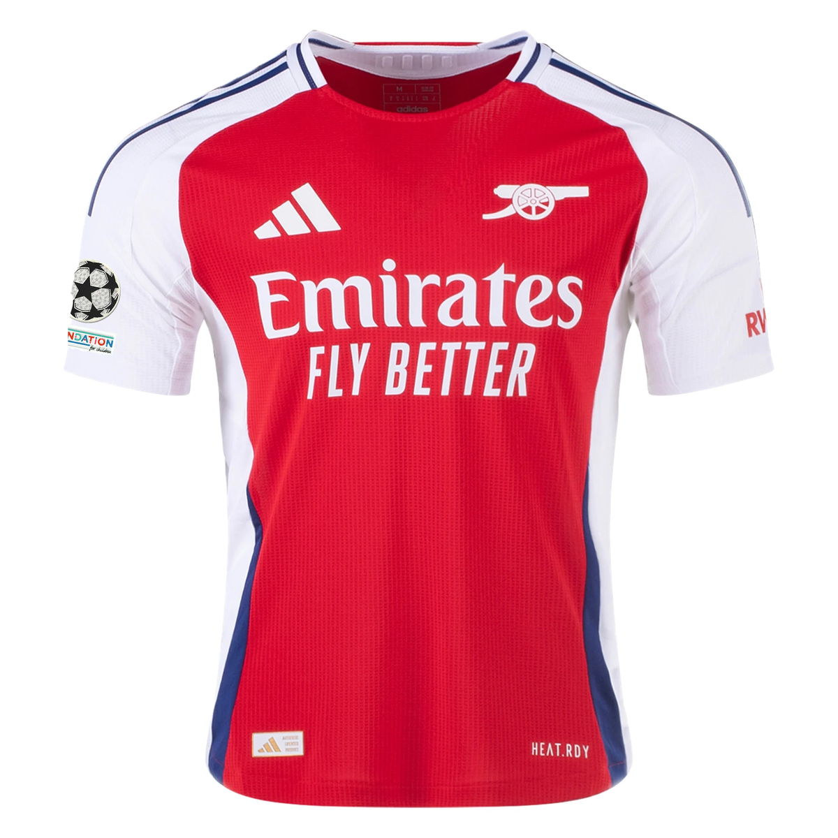 adidas Arsenal Authentic Declan Rice Home Jersey w/ Champions League Patches 24/25 (Better Scarlet/White)