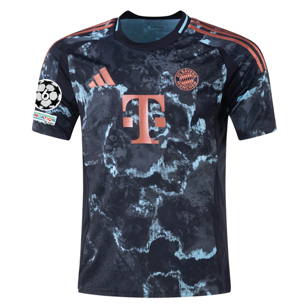 adidas Bayern Munich Authentic Leroy Sane Away Jersey w/ Champions League Patches 24/25 (Black/Copper/Blue)