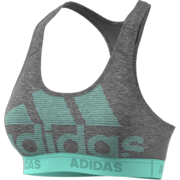 adidas Womens Alphaskin Sports Bra (Dark Grey/Clear Mint) | Soccer Wearhouse