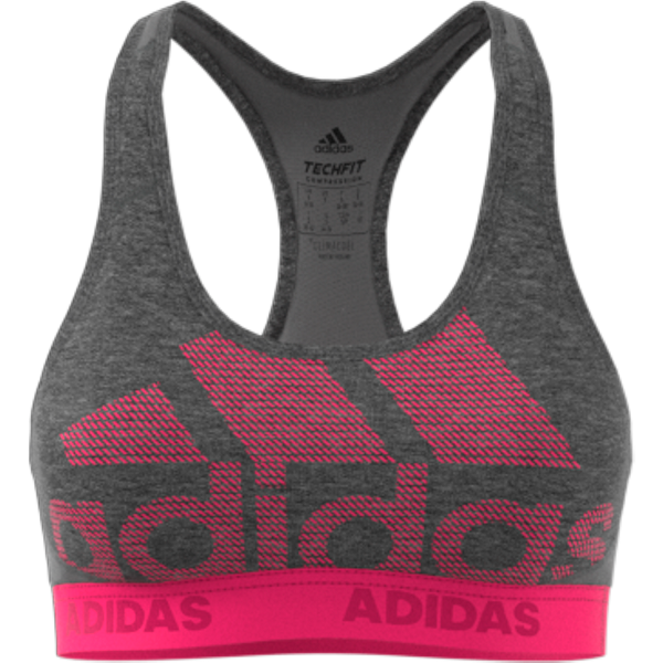 adidas Women's Alphaskin Sports Bra (Dark Grey/Real Magenta) | Soccer Wearhouse