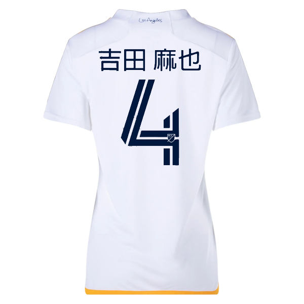 adidas Womens LA Galaxy Maya Yoshida Home Jersey 24/25 (White/Yellow/Navy)