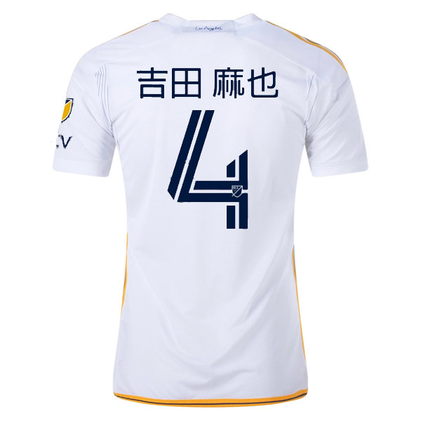 adidas LA Galaxy Maya Yoshida Home Jersey w/ MLS + Apple TV Patches 24/25 (White/Yellow/Navy)