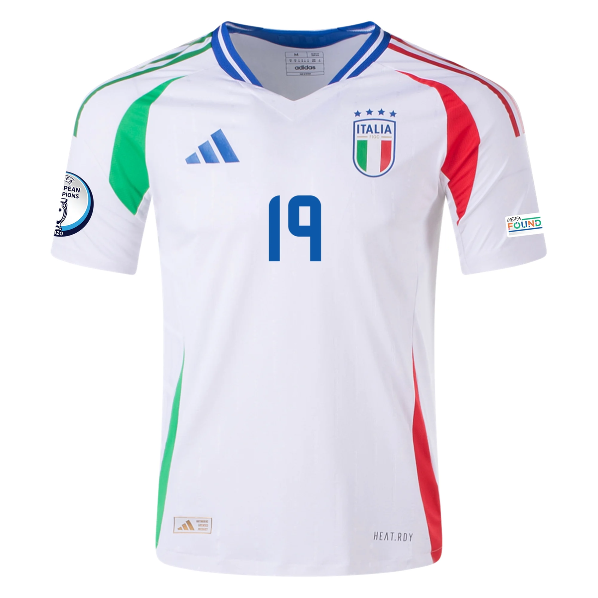 adidas Italy Authentic Leonardo Bonucci Away Jersey w/ Euro 2024 Patches 24/25 (White)