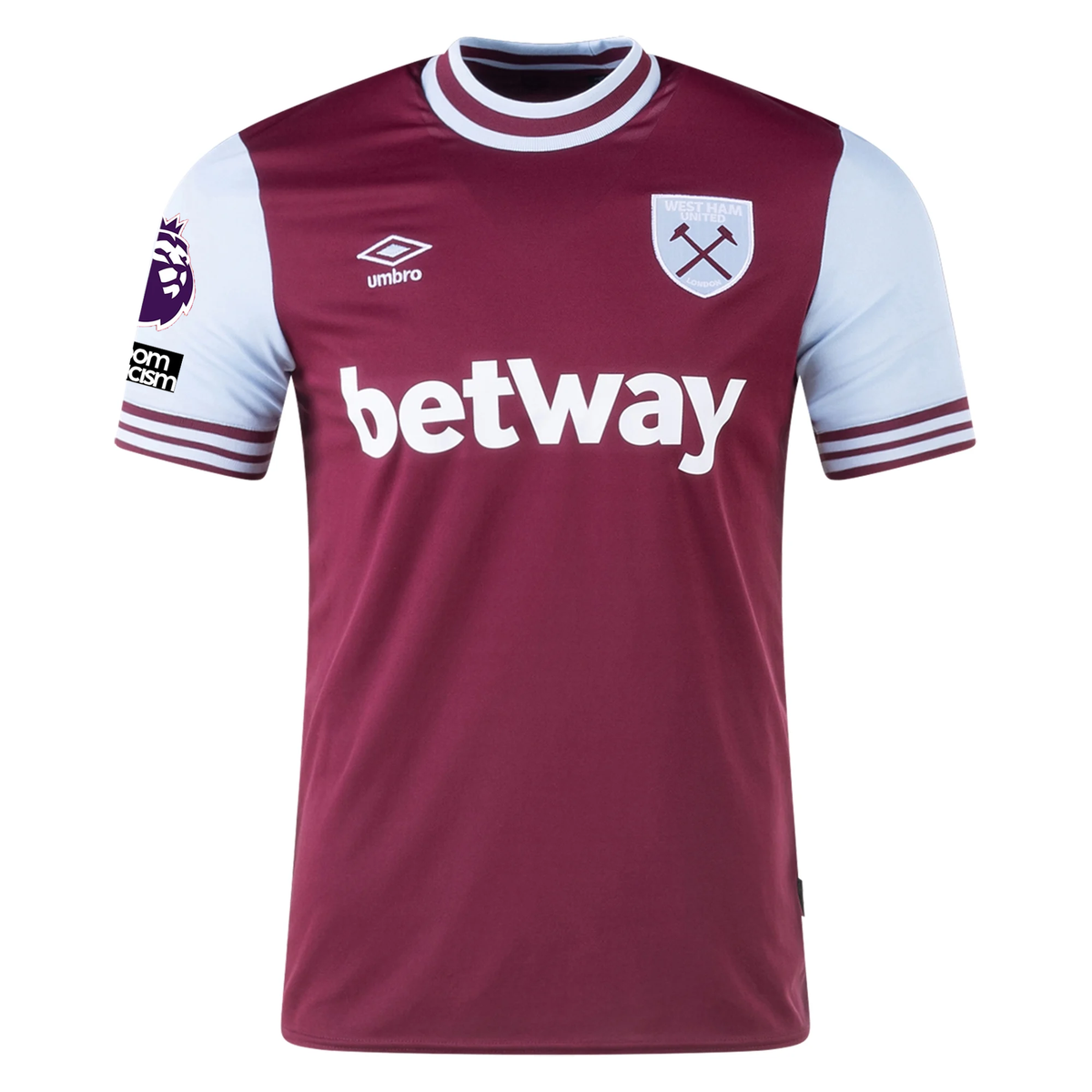 Umbro West Ham Jarrod Bowen Home Jersey w/ EPL + No Room For Racism Patches 24/25 (Maroon/Sky Blue)