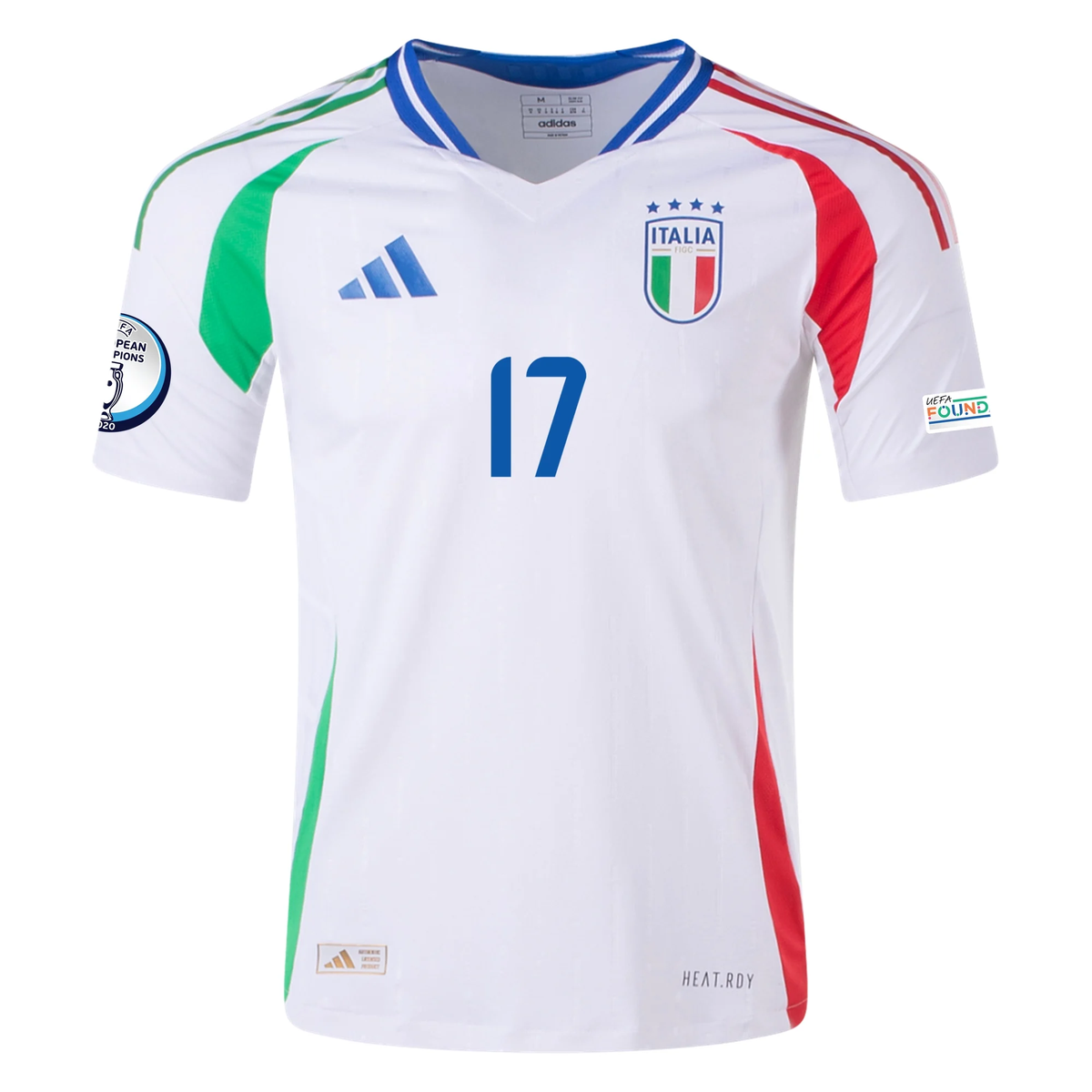 adidas Italy Authentic Ciro Immobile Away Jersey w/ Euro 2024 Patches 24/25 (White)