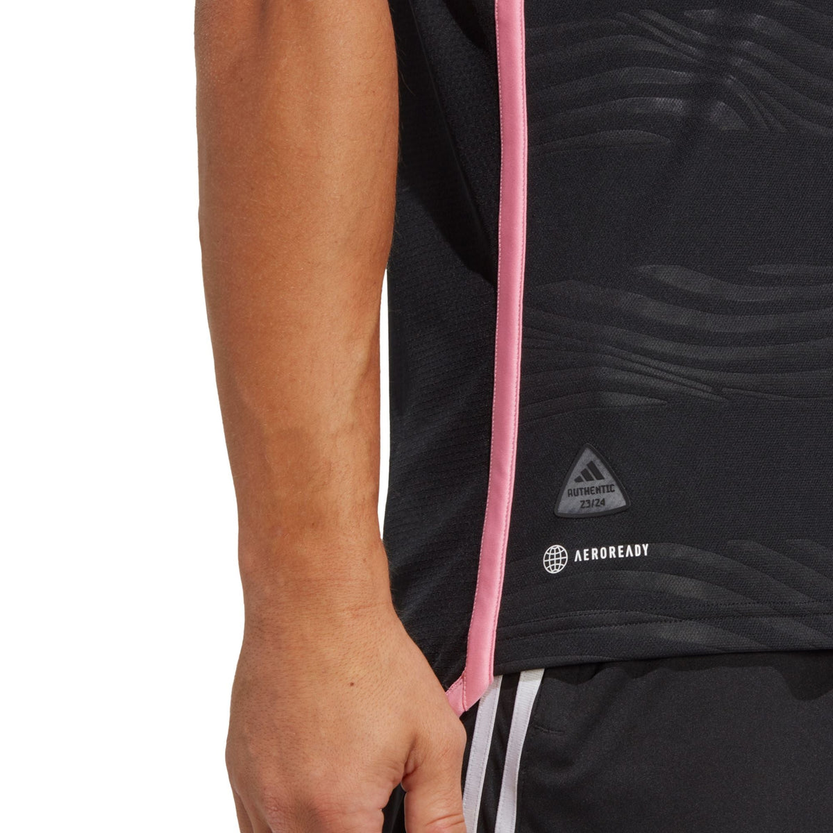 adidas Inter Miami Gregore Authentic Player Version Away Jersey 23/24 w/ MLS Patches (Black/Pink)