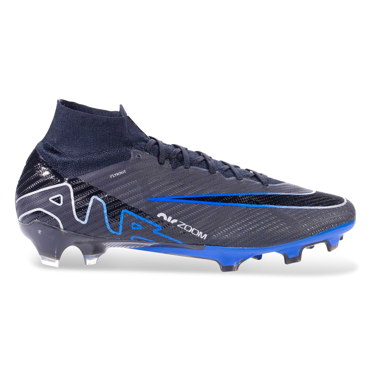 Nike Zoom Mercurial Superfly 9 Elite Firm Ground Firm Ground Soccer Cleat (Black/Chrome/Hyper Royal)