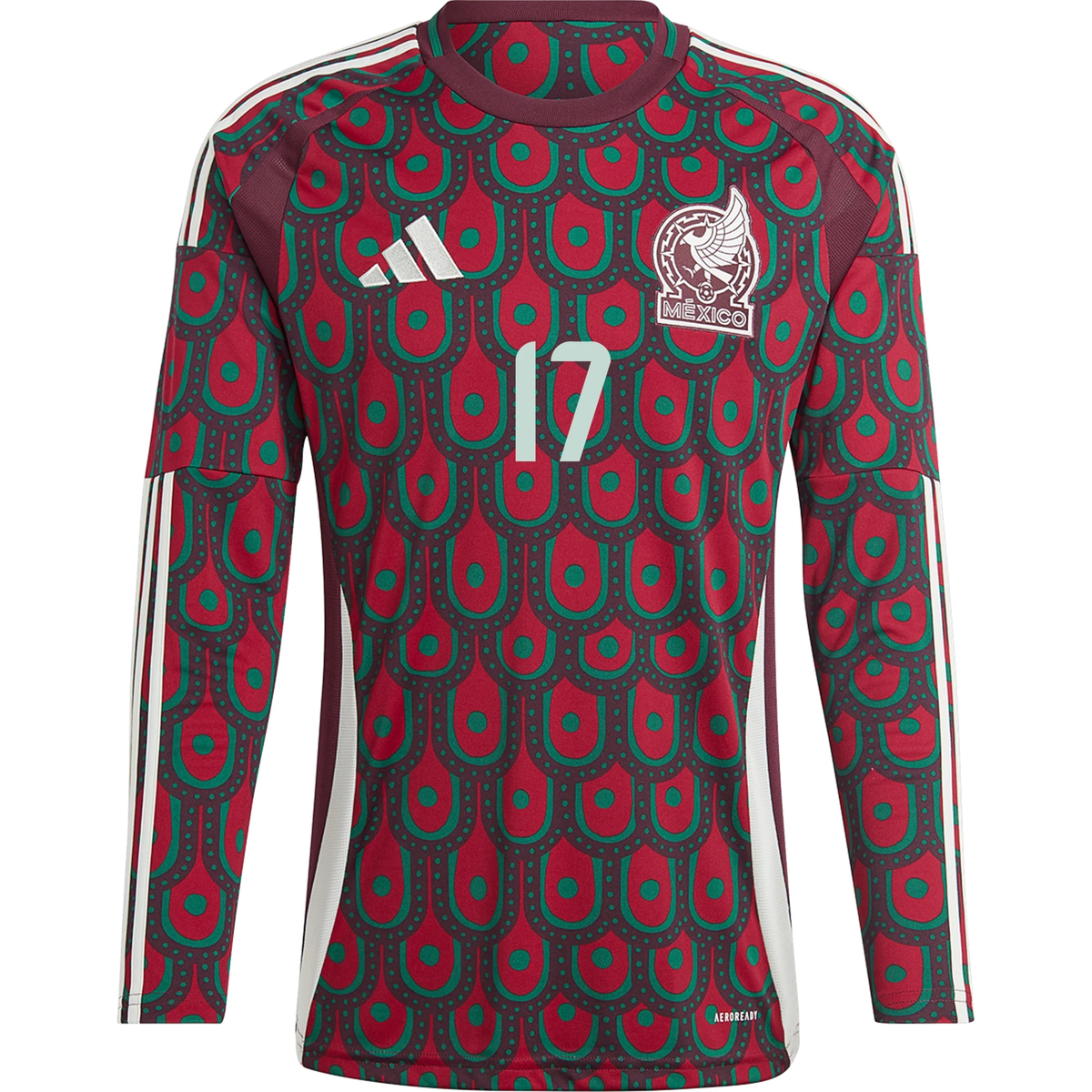 adidas Mens Mexico Orbelín Pineda Home Long Sleeve Jersey 24/25 (Multicolor)