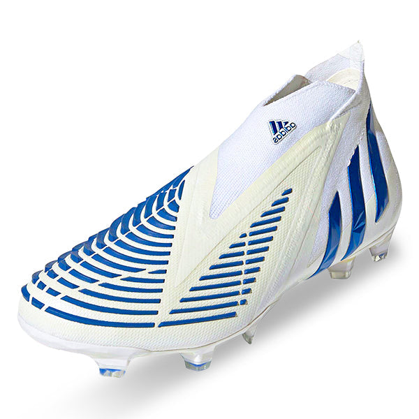 adidas Predator Edge+ FG Soccer Cleats (Cloud White/Hi-Res Blue)