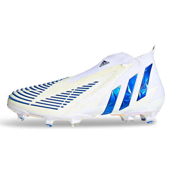 adidas Predator Edge+ FG Soccer Cleats (Cloud White/Hi-Res Blue)