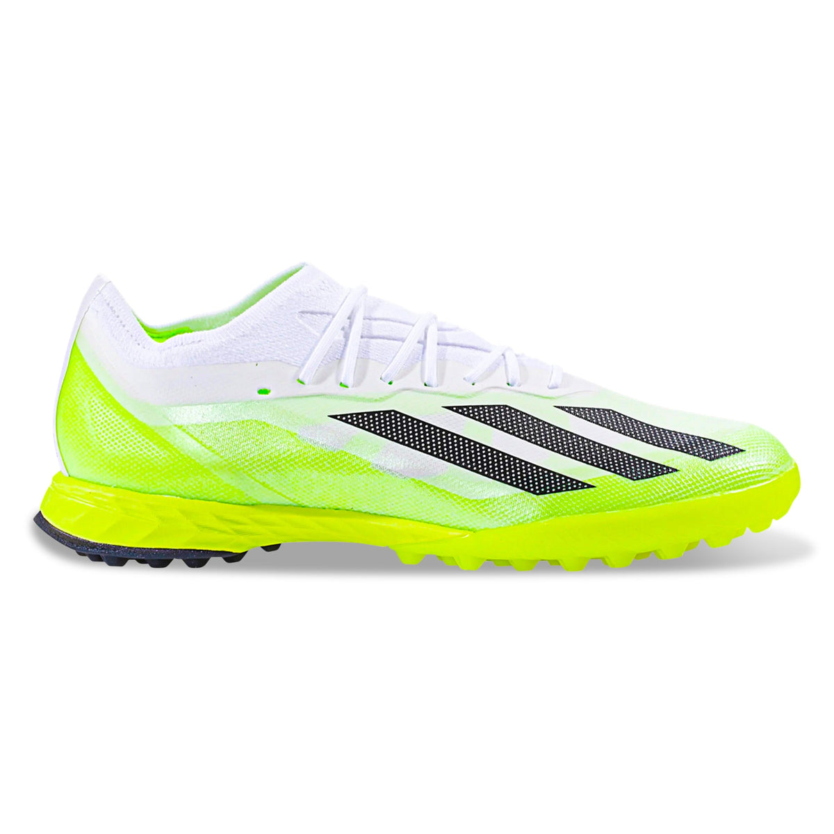 adidas X Crazyfast.1 Turf Soccer Shoes (White/Core Black/Lucid Lemon)