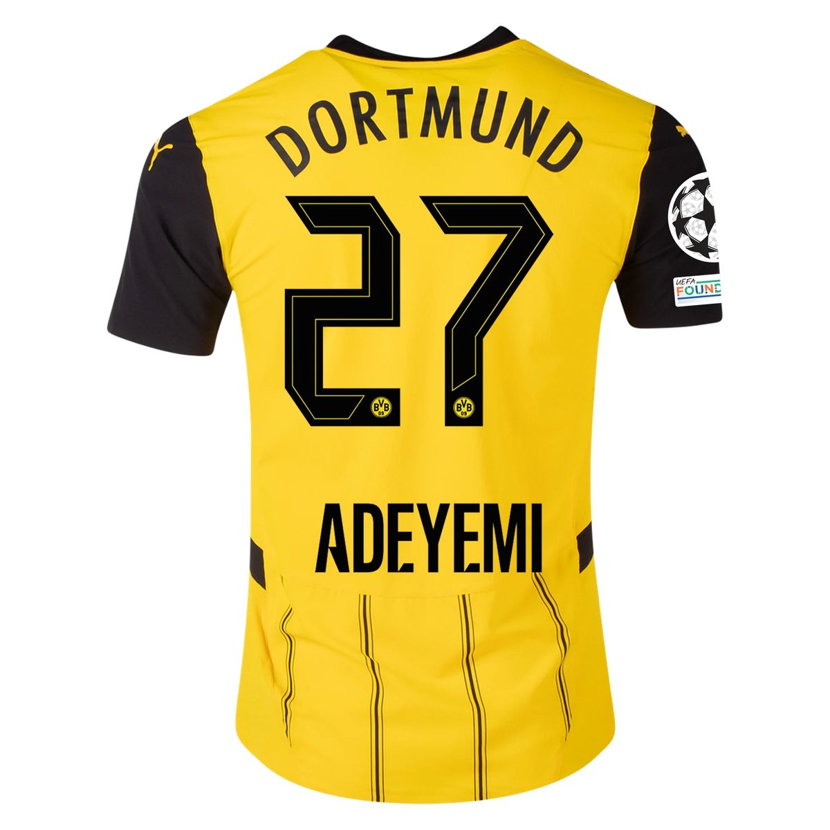 Puma Borussia Dortmund Authentic Karim Adeyemi Home Jersey w/ Champions League Patches 24/25 (Faster Yellow/Puma Black)