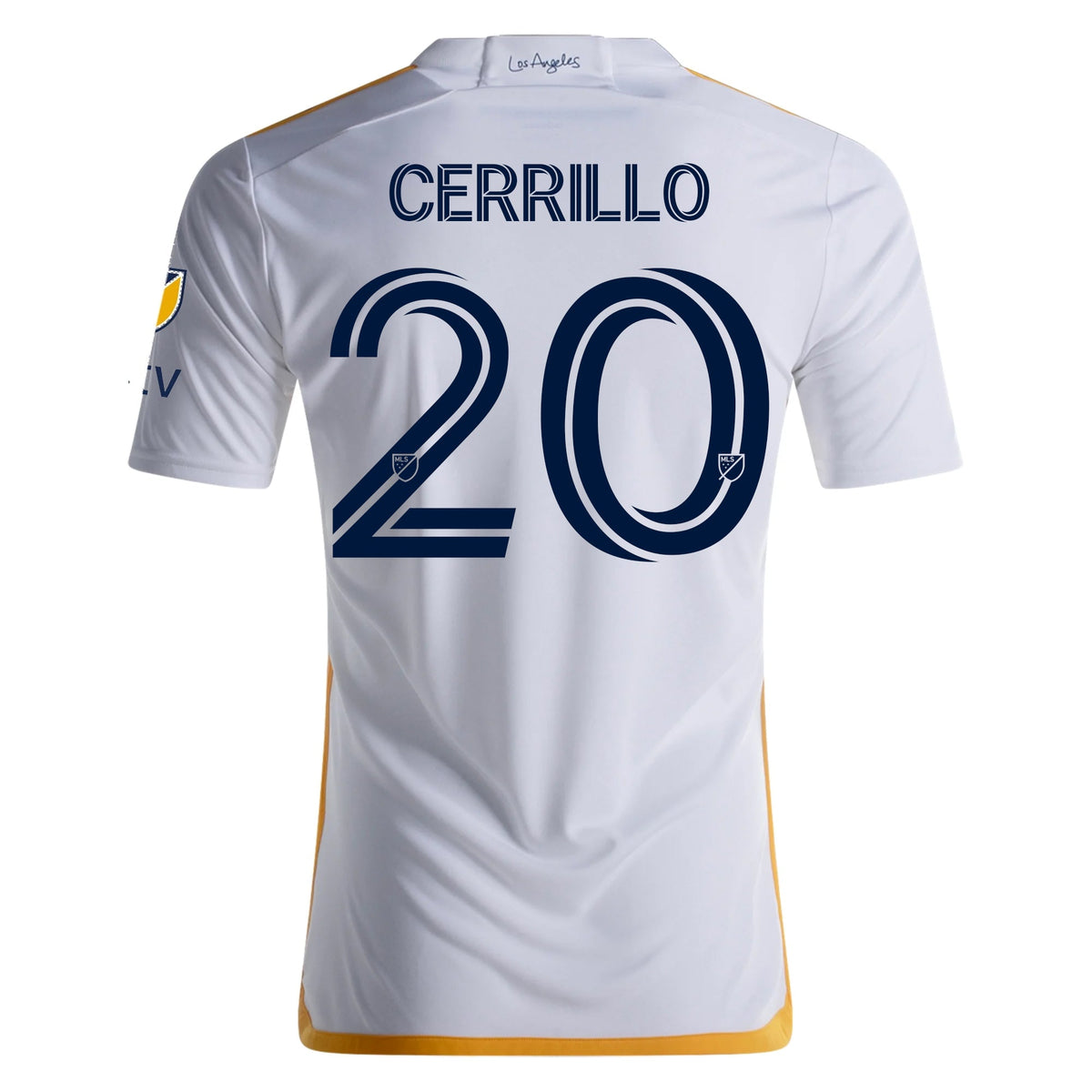 adidas LA Galaxy Authentic Edwin Cerrillo Home Jersey w/ MLS + Apple TV Patches 24/25 (White/Yellow/Navy)