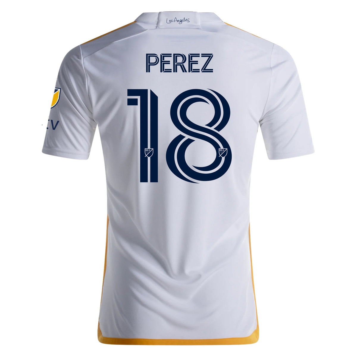 adidas LA Galaxy Authentic Jonathan Perez Home Jersey w/ MLS + Apple TV Patches 24/25 (White/Yellow/Navy)