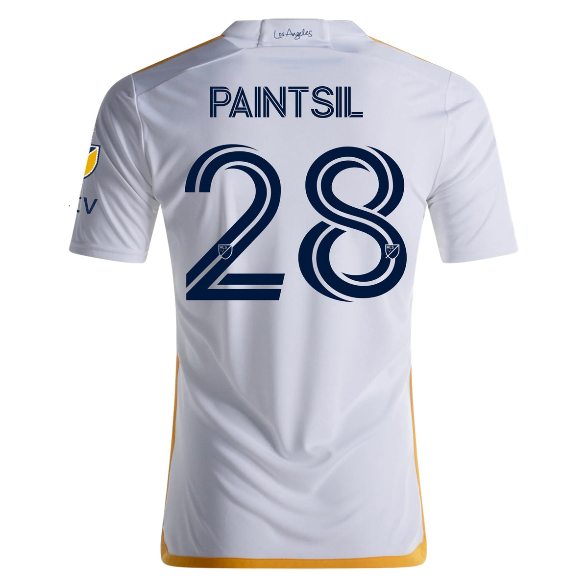 adidas LA Galaxy Authentic Joseph Paintsil Home Jersey w/ MLS + Apple TV Patches 24/25 (White/Yellow/Navy)