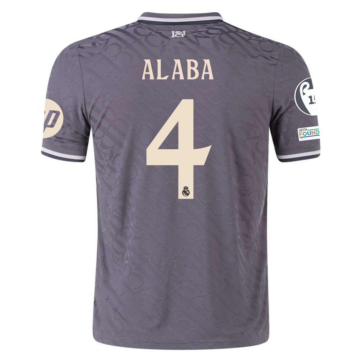 adidas Real Madrid Authentic David Alaba Third Jersey w/ Champions League Patches 24/25 (Charcoal)