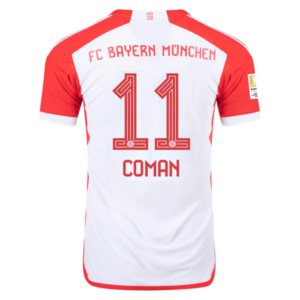 adidas Bayern Munich Authentic Kingsley Coman Home Jersey w/ Bundesliga Champions Patch 23/24 (White/Red)