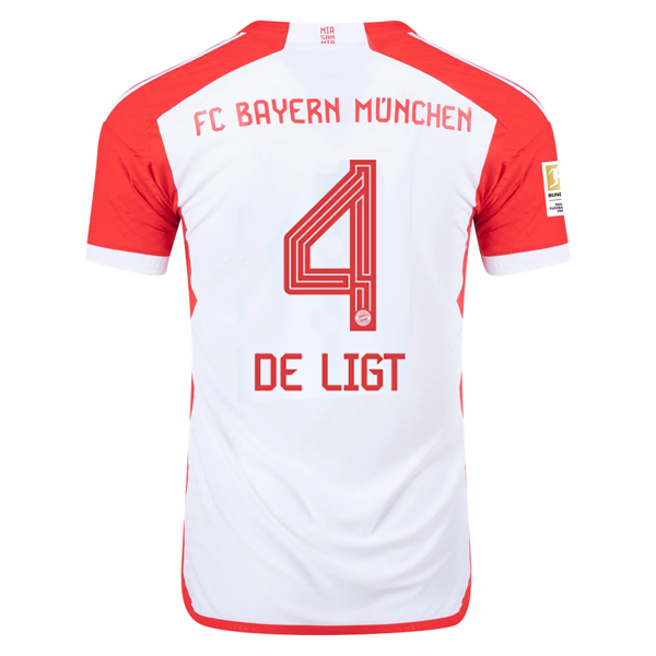 adidas Bayern Munich Authentic Matthijs de Ligt Home Jersey w/ Bundesliga Champions Patch 23/24 (White/Red)