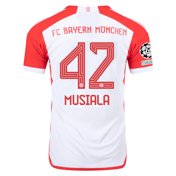 adidas Bayern Munich Authentic Jamal Musiala Home Jersey w/ Champions League Patches 23/24 (White/Red)