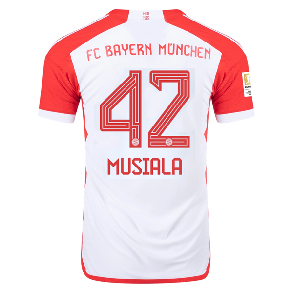 adidas Bayern Munich Authentic Jamal Musiala Home Jersey w/ Bundesliga Champions Patch 23/24 (White/Red)