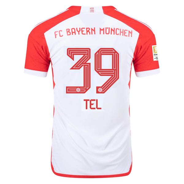 adidas Bayern Munich Authentic Mathys Tel Home Jersey w/ Bundesliga Champions Patch 23/24 (White/Red)