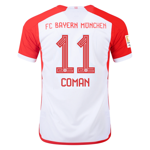 adidas Bayern Munich Kingsley Coman Home Jersey 23/24 w/ Bundesliga Champion Patch (White/Red)