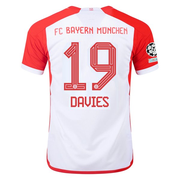 adidas Bayern Munich Alphonso Davies Home Jersey 23/24 w/ Champions League Patches (White/Red)