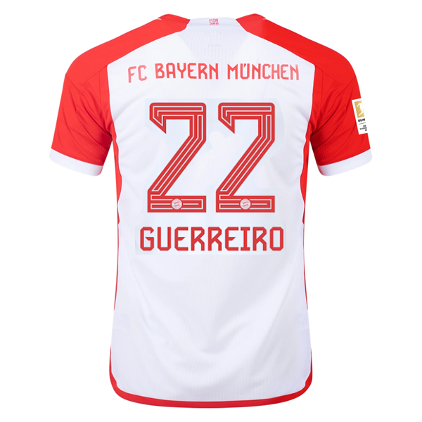 adidas Bayern Munich Raphaël Guerreiro Home Jersey 23/24 w/ Bundesliga Champion Patch (White/Red)