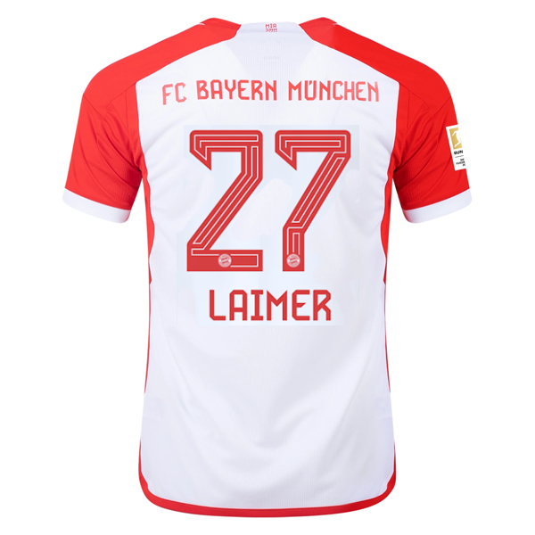 adidas Bayern Munich Konrad Laimer Home Jersey 23/24 w/ Bundesliga Champion Patch (White/Red)