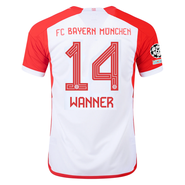 adidas Bayern Munich Paul Wanner Home Jersey 23/24 w/ Champions League Patches (White/Red)