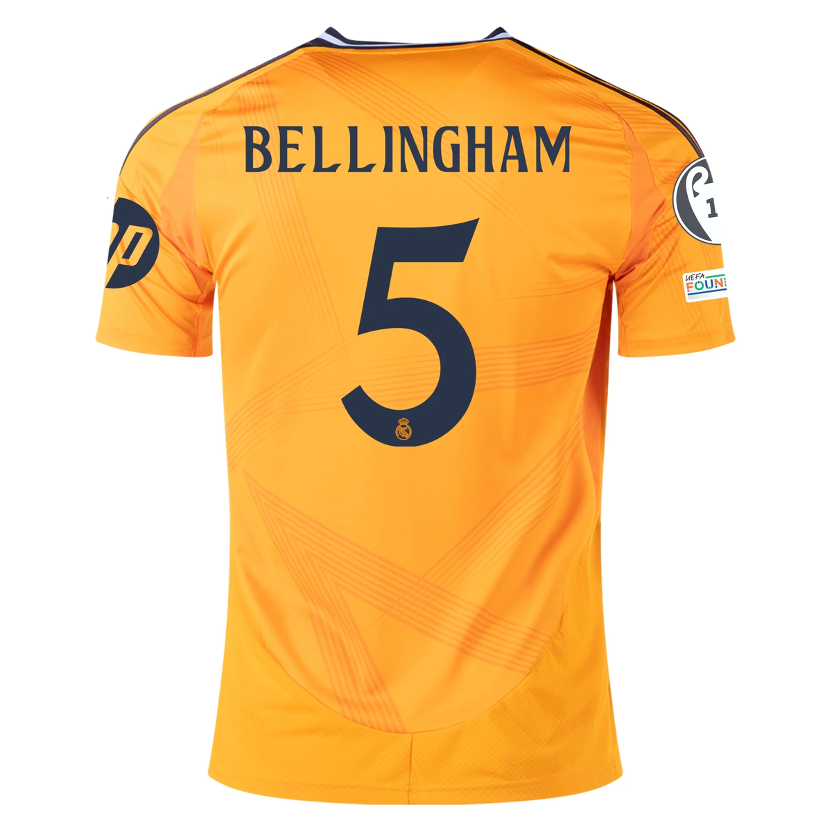 adidas Real Madrid Jude Bellingham Away Jersey w/ Champions League Patches 24/25 (Crew Orange)