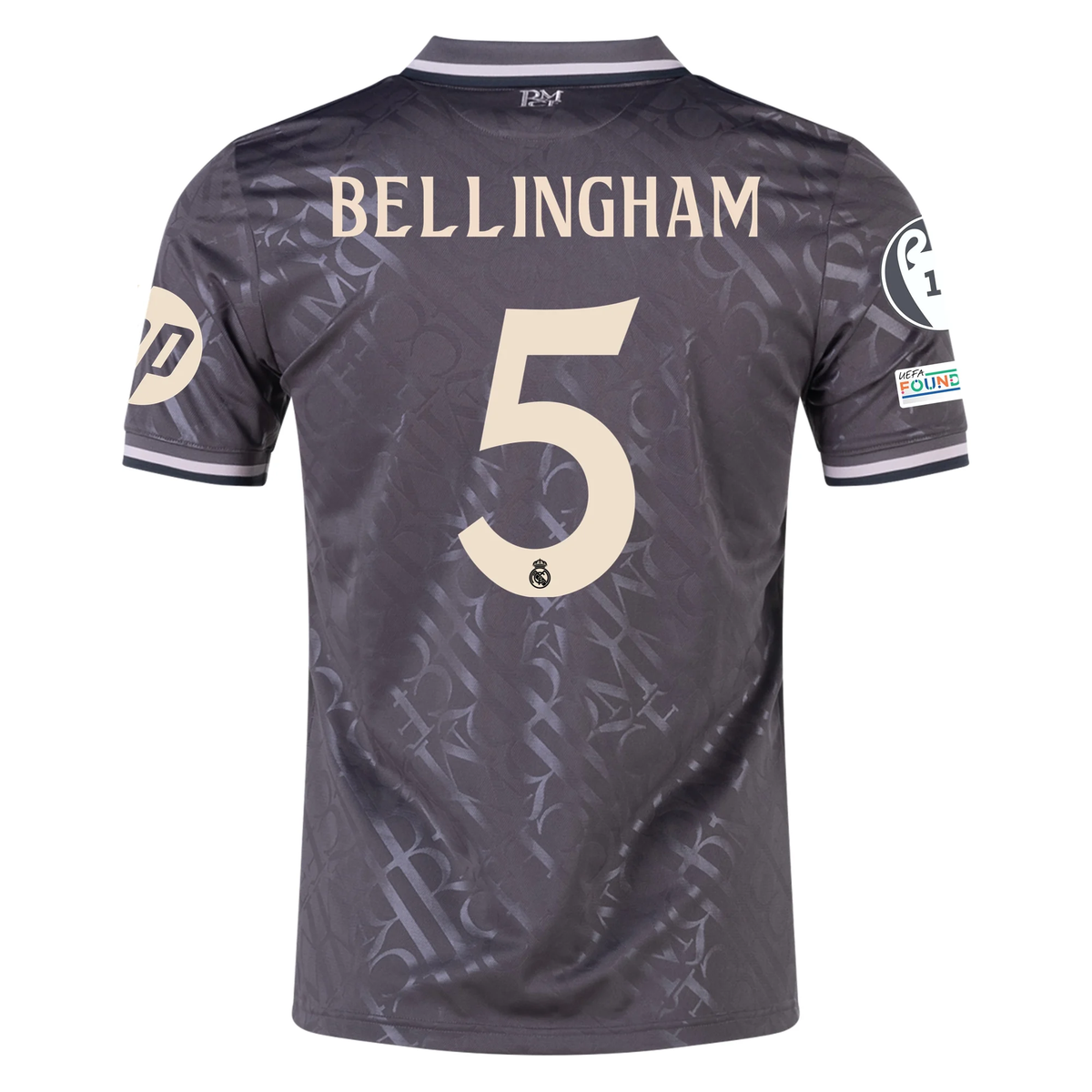 adidas Real Madrid Jude Bellingham Third Jersey w/ Champions League Patches + HP Sponsor 24/25 (Charcoal)