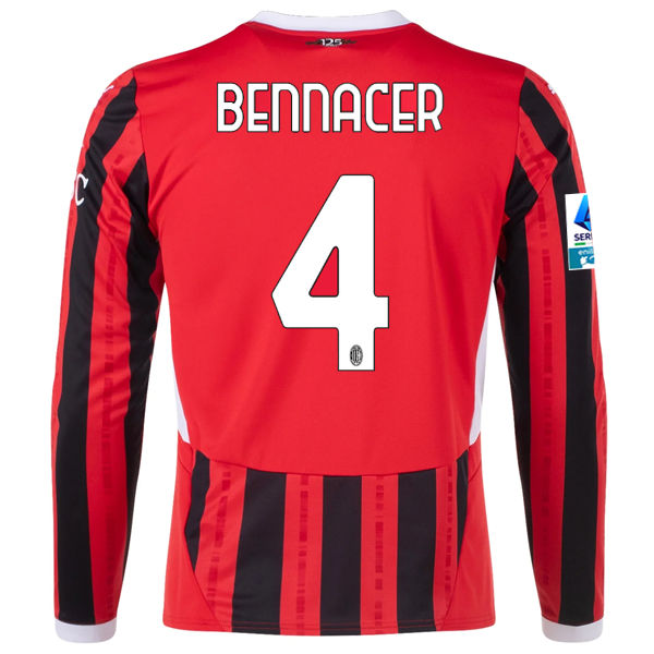 Puma AC Milan Ismaël Bennacer Home Long Sleeve Jersey w/ Serie A Patch 24/25 (Red/Black)