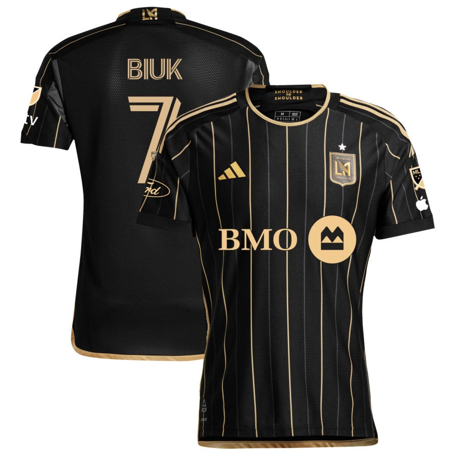 adidas LAFC Authentic Stipe Buik Home Jersey w/ MLS + Apple TV + Ford Patches 24/25 (Black/Gold)