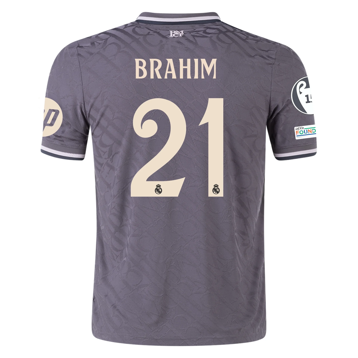 adidas Real Madrid Authentic Brahim Diaz Third Jersey w/ Champions League Patches 24/25 (Charcoal)