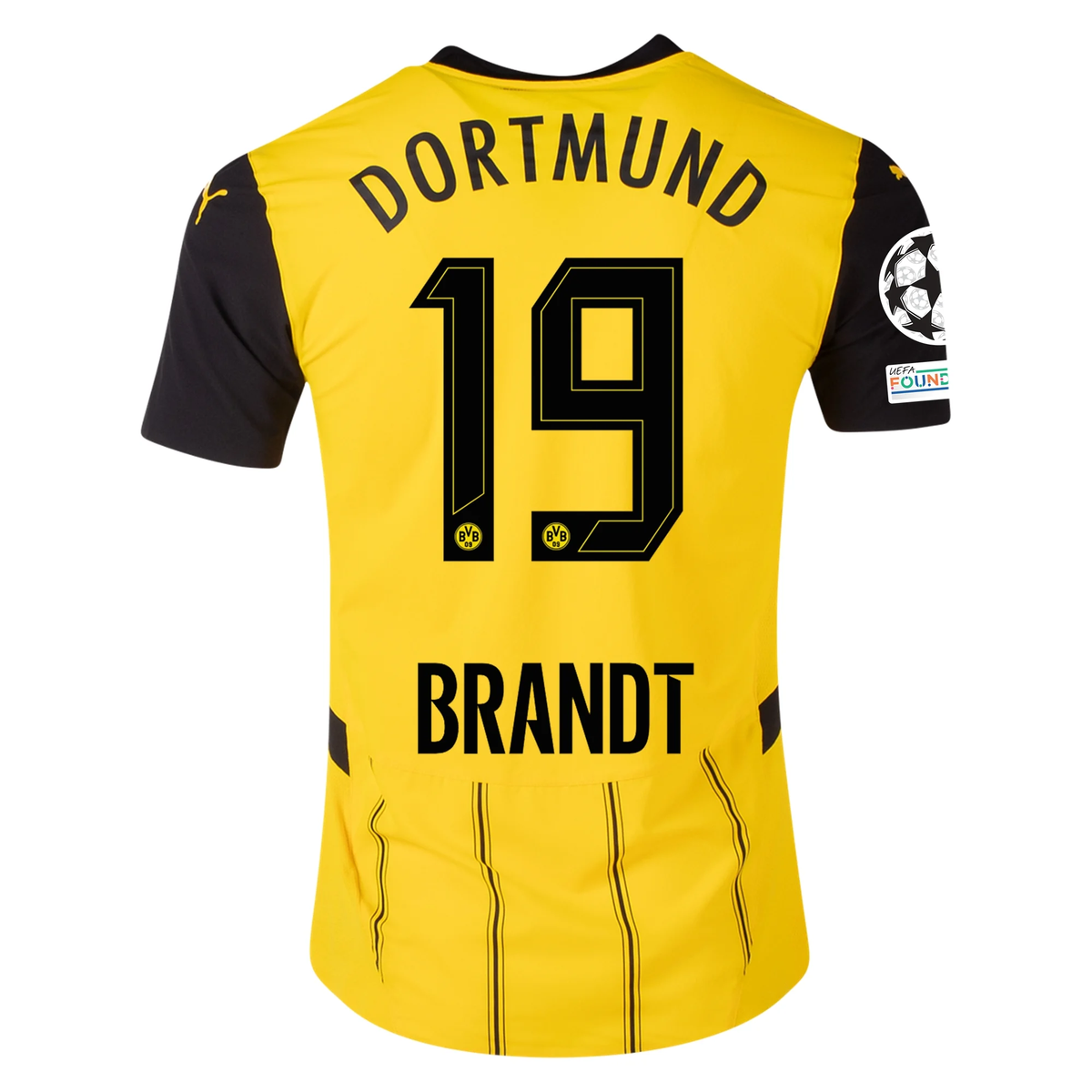 Puma Borussia Dortmund Authentic Julian Brandt Home Jersey w/ Champions League Patches 24/25 (Faster Yellow/Puma Black)