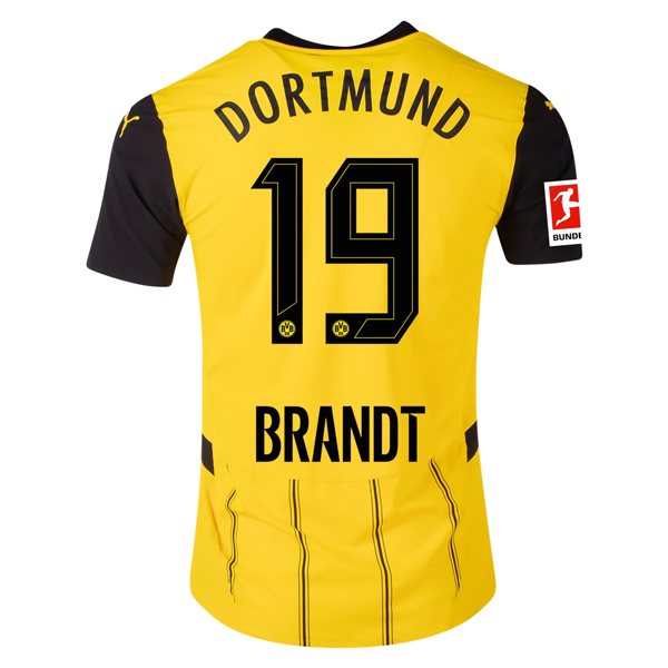 Puma Borussia Dortmund Authentic Julian Brandt Home Jersey w/ Bundesliga Patch 24/25 (Faster Yellow/Puma Black)