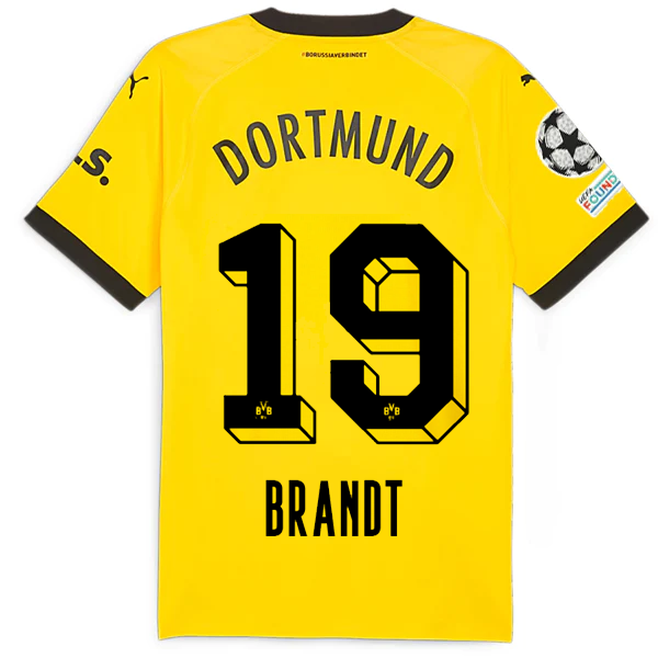 Puma Borussia Dortmund Authentic Julian Brandt Home Jersey w/ Champions League Patches 23/24 (Cyber Yellow/Puma Black)