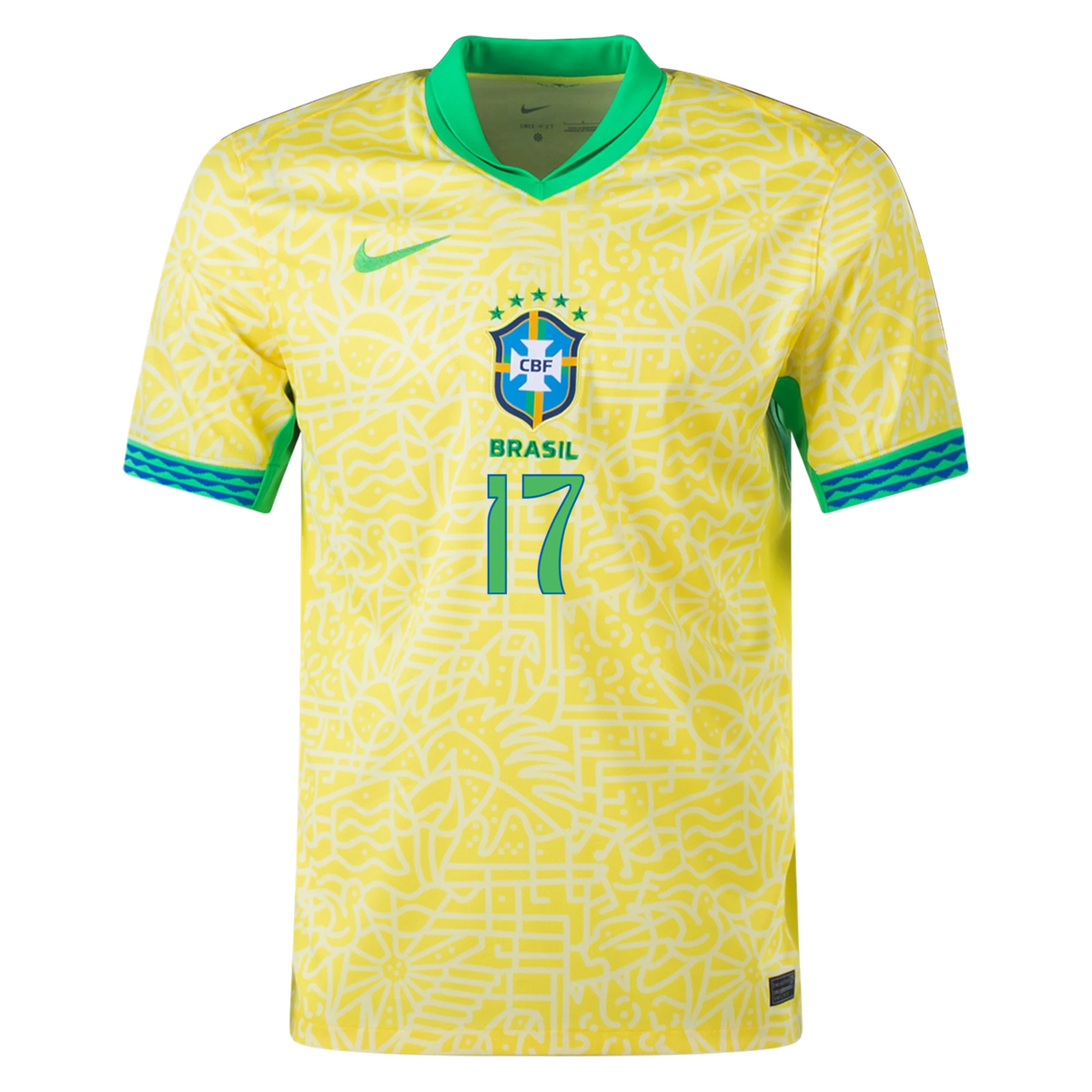 Nike Brazil Authentic Bruno Guimarães Home Jersey 24/25 (Dynamic Yellow/Lemon Chiffon/Green Spark)