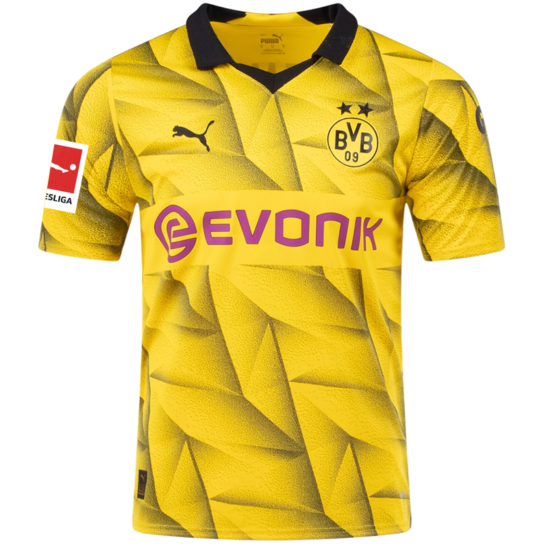 Puma Mens Borussia Dortmund Donyell Malen Third Jersey w/ Bundesliga Patch 23/24 (Cyber Yellow/Puma Black)