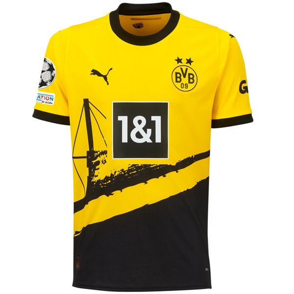 Puma Borussia Dortmund Göktan Gürpüz Home Jersey w/ Champions League Patches 23/24 (Cyber Yellow/Puma Black)