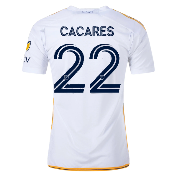 adidas LA Galaxy Martín Cáceres Home Jersey w/ MLS + Apple TV Patches 24/25 (White/Yellow/Navy)