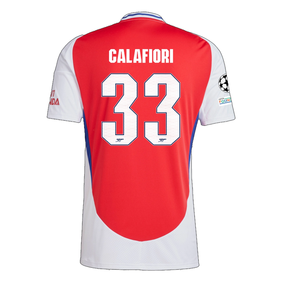 adidas Arsenal Riccardo Calafiori Home Jersey w/ Champions League Patches 24/25 (Better Scarlet/White)