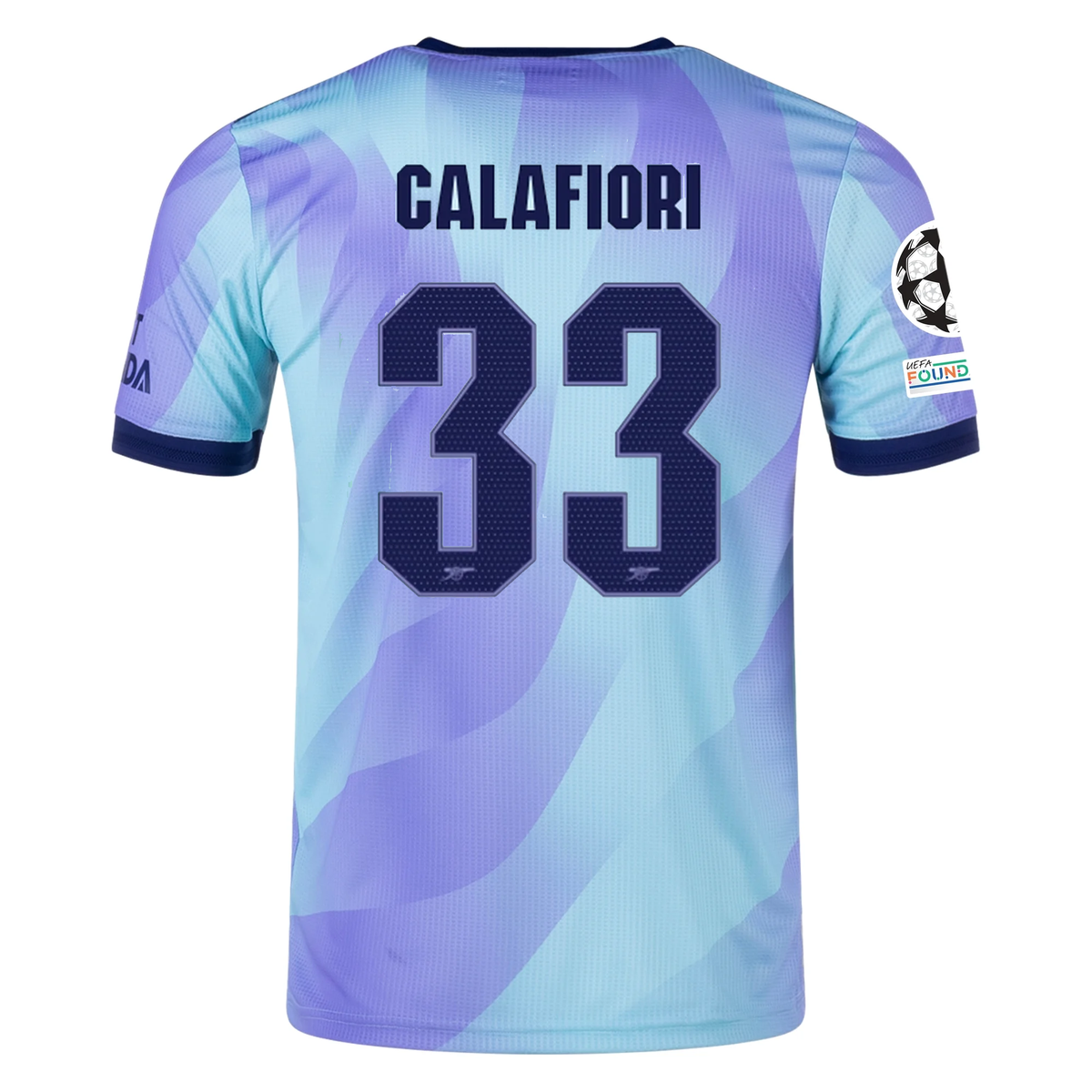 adidas Arsenal Authentic Riccardo Calafiori Third Jersey w/ Champions League Patches 24/25 (Clear Aqua/Light Flash Purple)