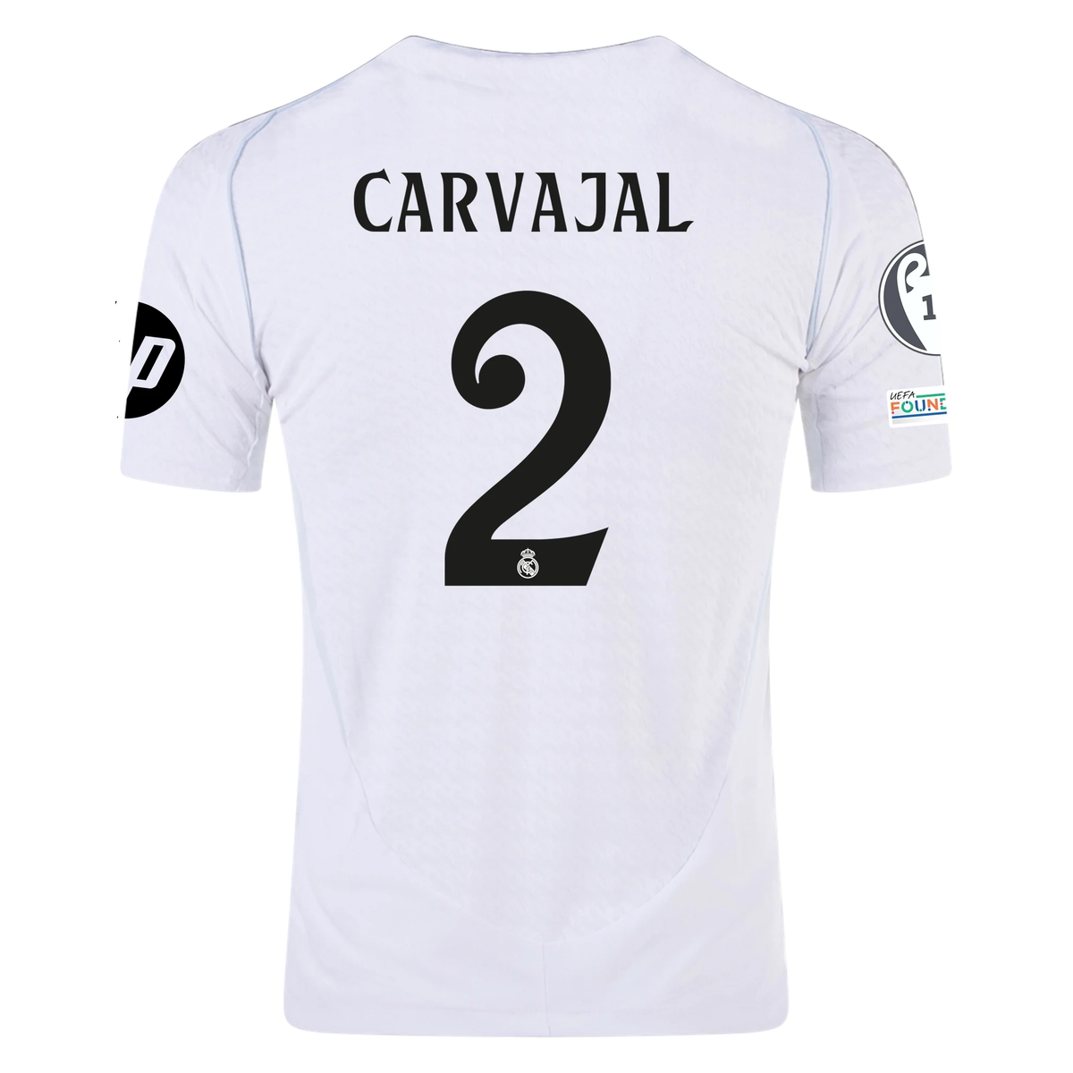 adidas Real Madrid Authentic Dani Carvajal Home Jersey w/ Champions League Patches 24/25 (White/Black)