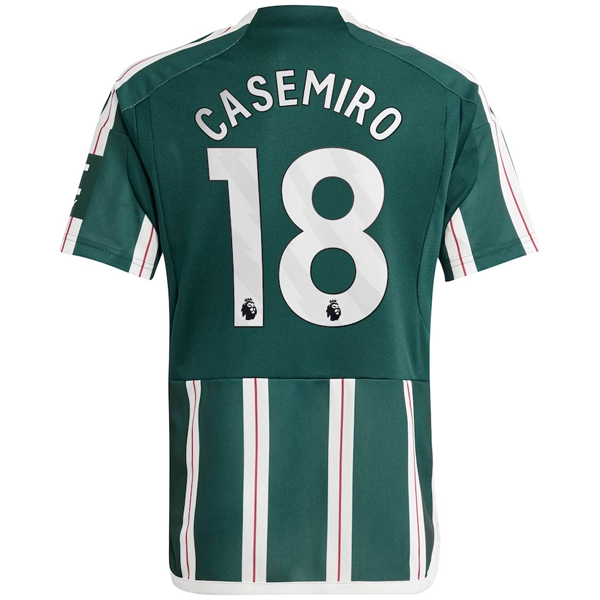 adidas Youth Manchester United Casemiro Away Jersey 23/24 (Green Night/Core White/Active Maroon)